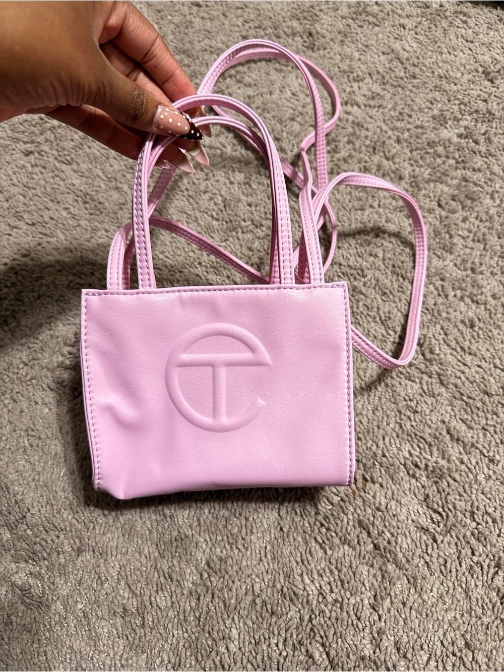 Telfar Mini Shopping Bag Pink Vegan Leather Crossbody Tote